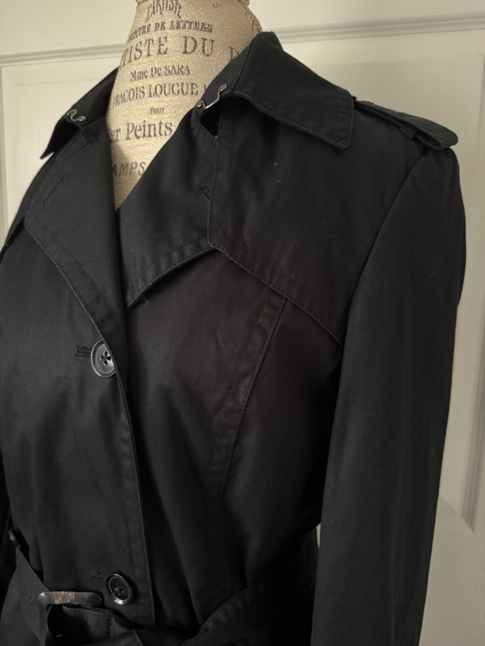 Banana Republic Black Trench Coat with Removable Belt